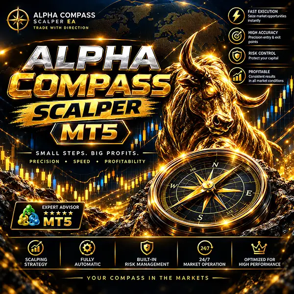 ربات ALPHA COMPASS SCALPER MT5 - خرید ربات معامله گر فارکس|سودآوری بالا|کم ریسک | اکسپرت فارکس ربات ALPHA COMPASS SCALPER MT5